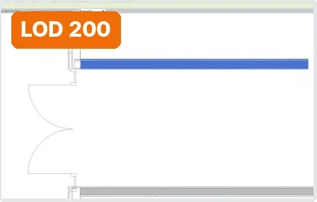Mặt bằng tường LOD 200: một nét tường một lớp