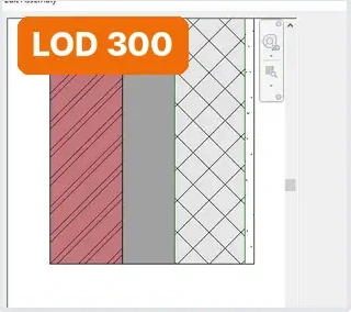 Mặt cắt tường LOD 300 nhiều lớp trong hộp thoại Edit Assembly
