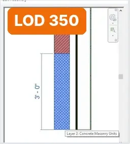 Mặt cắt tường LOD 350 chia vùng bằng Split Region