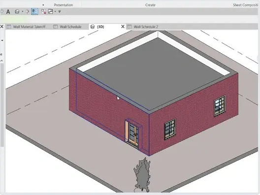 Mô hình 3D khối nhà tường gạch ở LOD 200